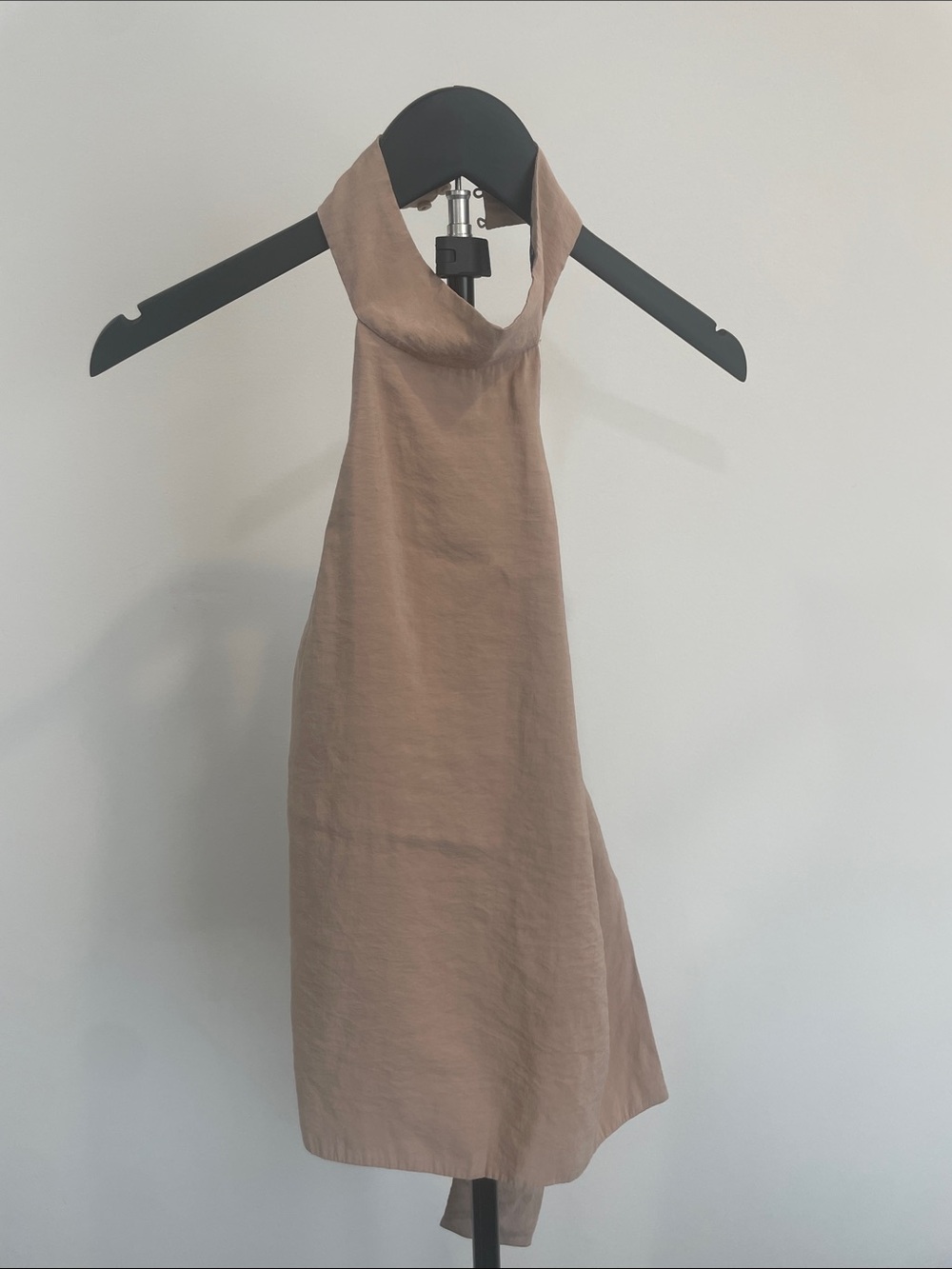 Zara High Neck Low Back Top in Taupe Beige